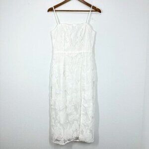 Lulus White Floral Lace‎ Overlay Column Mini Dress Bridal Shower Wedding Size S
